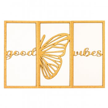 KIT 3 QUADROS GOOD VIBES BORBOLETA
