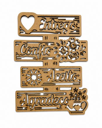 FRASE ENTREGO CONFIO ACEITO AGRADEÇO FLORAL 11X15CM